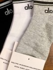 Alo Yoga Half Crew Socks 3 Pack Unisex Cotton White Black Grey Size L Nwt