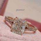 Moissanite Split Shank Engagement Ring 2 80 Ct Radiant Cut Solid 14k Rose Gold