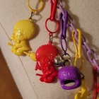 1980 s Vintage Bell Clip Charm Purple Chain Necklace  14 Plastic 80 s Charms 
