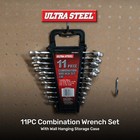 Ultra Steel 11pc Combination Wrench Set  Sae  1 4  To 3 4  W  Wall Hanging Case