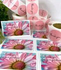 200 Pc Business Set  Thank You Cards  Thank You Stickers  Pink Daisy 100 Sets