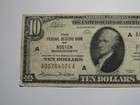  10 1929 Boston Massachusetts National Currency Federal Reserve Bank Note Vf 