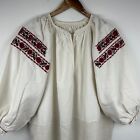 Antique Hand Embroidered Peasant Dress Ukrainian Vyshyvanka Old Linen Shirtdress