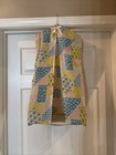 Vintage 60s 70s Plakie Multicolor Patchwork Pattern Diaper Stacker Pink Blue 