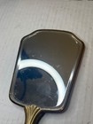 Vintage Hollywood Regency Gold Tone Vanity Hand Mirror Ornate Handle