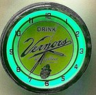 16  Vernors Deliciously Different Ginger Ale Sign Green Neon Clock 