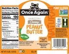 Once Again Creamy Peanut Butter  No Salt  Unsweetened  9lb Bucket
