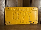 Antique 1957 Indiana Motorcycle License Plate Tag Classic Indian Harley Davidson