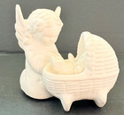 Goebel Guardian Angel With Baby In Cradle White Bisque Figurine W Germany Vtg