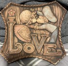 Vintage Love Ceramic Wall Plaque Couple Kissing  Mcm Wall Decor