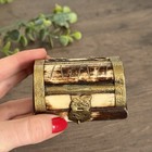 Vintage Brass Miniature Trinket Box Chest Velvet Lined Hinged Lid