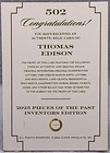 2025 Pieces Of The Past Inventors Thomas Edison Authentic Vintage Stock Relic
