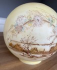 Antique Gwtw Painted Landscape Glass Globe Oil Lamp Shade Signed Dye 4    Fitter