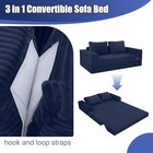  Convertible Sofa Bed Queen  Corduroy Folding Extra Long  79  Length  Navy Blue