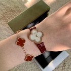 Van Cleef   Arpels Vintage Alhambra Bracelet Carnelian 5 Motifs 18k Yellow Gold