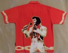 Official Elvis Presley Red Shirt  xl 2x  Dragon Fly vintage button Up hawaii