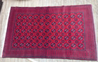 Authentic Afghan  Handmade Wool Rug - 6  X 3 6  - Red Geometric Tribal Design