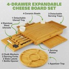 Dynamic Gear Expandable Bamboo Charcuterie Cheese Board Set W  Drawers   Utensil