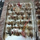 100 Lot Fly Fishing Dry Flies W  Perrine Fly Box 