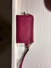 Coach Double Corner Zip Wristlet In Pebble Leather Fuchsia