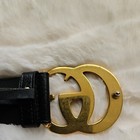 Authentic Gucci Black Textured Wide Leather Signature Double G Buckle Belt 