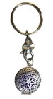 Vintage Solid Perfume Holder Keychain Metal Filigree  Clasp Keyring Keytag Gift 