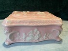 Vintage Art Deco Pink Ceramic Vanity Trinket Box
