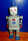 1956 Snk Original Sparkling Mike Robot Japan Tin Toy Wind Up Works Walks sparks