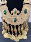 Vintage 1960 s Gold Tone Brass Signed Iran Huge Bib Statement Costume Necklace