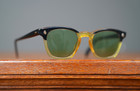 Vintage 1950s American Optical Two Tone Eyeglasses Black Amber Frames 4 3 4