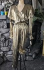 Vtg 80s Gold Lame Jumpsuit Pg Collections Ginger Bort Disco Glam Nwt Sz 10 Read