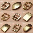 Retro Hammered Striation Solid Brass Pin Belt Buckle For Men Women Leather Craft