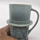 Vintage Mr  Peanut Planters Plastic Coffee Mug Cup Blue Gray Advertising Promo