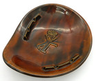 Vintage Mcm Ceramic Ashtray W  King Mascot Figure Brown Drip Glaze Large 8 1 4 