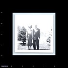 Old Vintage Square Photo Man Woman Couple Duo In Yard 1955 Snapshot Picture