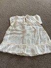 Vintage Infant Girls Dress Cream  With Pink Ribbons And Embroidery
