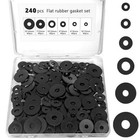 240 Pcs Rubber Washers Assortment Kit  6 Sizes  Black Gasket For Plumbing   Auto