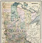 1896 Minnesota Map Original   12x9   Townships Railroads County Seats