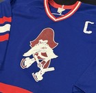 Game Worn Cleveland Barons  5 Ahl Hockey Jersey Used Yosemite Sam M Fight Strap