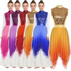 Women s Praise Dance Overlays Dress Glittery Sequined Liturgical Worship Dress 