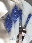 Pearl Wedding Champagne Toasting Flutes   Cake Knife And Server Set  4 Pcs
