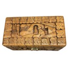 Chinese Asian Oriental Hand Carved Camphor Wood Chest Jewelry Trinket Box Vtg