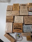 Lot Of Vintage 20  Wooden Rubber Stamps Craft Scrapbooking Card Teacher School