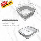 Collapsible Wash Basin 9l  Foldable Dish Tub With Drain Plug  12inch  Gray 