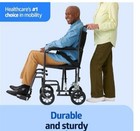 Medline Folding Transport Wheelchair  19    Seat  Swing-away Footrests  Black