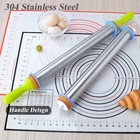 Adjustable Rolling Pin With Thickness Rings For Baking  Stainless Steel Designs