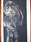 Vintage 1968 Black Americana Expressionist Etching Woman Portrait Signed Webber