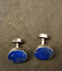 Sterling Silver Lapis Lazuli Cufflinks Cuff Links Fixed Back