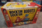 Vintage 1960 s Marx Rock  em Sock  em Robots Plastic Toy Clean Working Nice Box