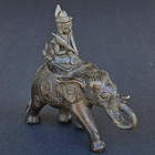 Antique 1900s Indian Hindu Bronze Sculpture Elephant   Shiva Rider